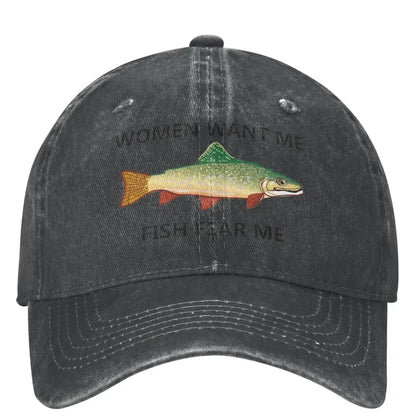 Women Want Me Casual Baseball Cap Spring Fish Fear Me