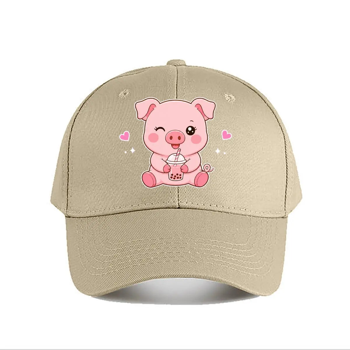 Pink Pig Bubble Tea Baseball Cap