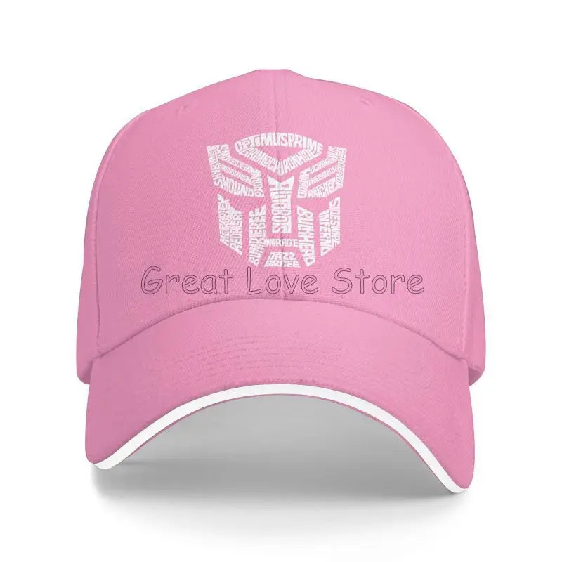 White Transformer Autobots Film Print Baseball Cap Sandwich Hats Men Women