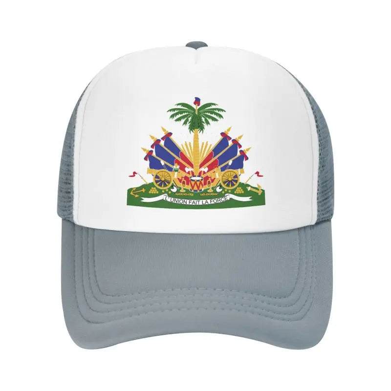 Haitian Flag Printed Mesh Baseball Cap
