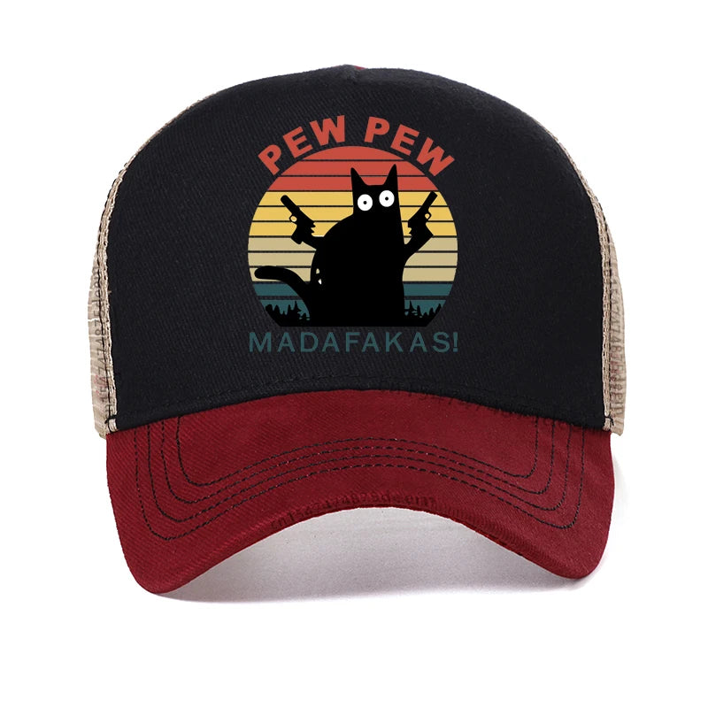 Pew Pew Madafakas Hat Men Novelty Funny Cat Baseball Caps