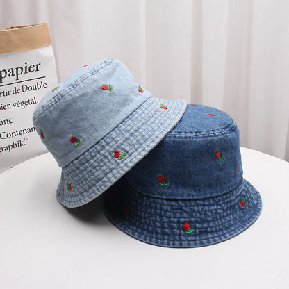 New Summer Washed Denim Bucket Hats