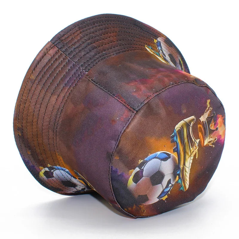 Bucket Hat Unisex Foldable Sun Protection Hat Wide Brim Football Print