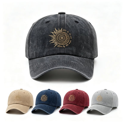 Sun Moon Tarot Embroidery Vintage Washed Cotton Baseball Cap
