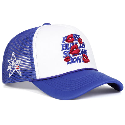 Unisex Letter Lips Embroidery Side Pentagram Baseball Caps