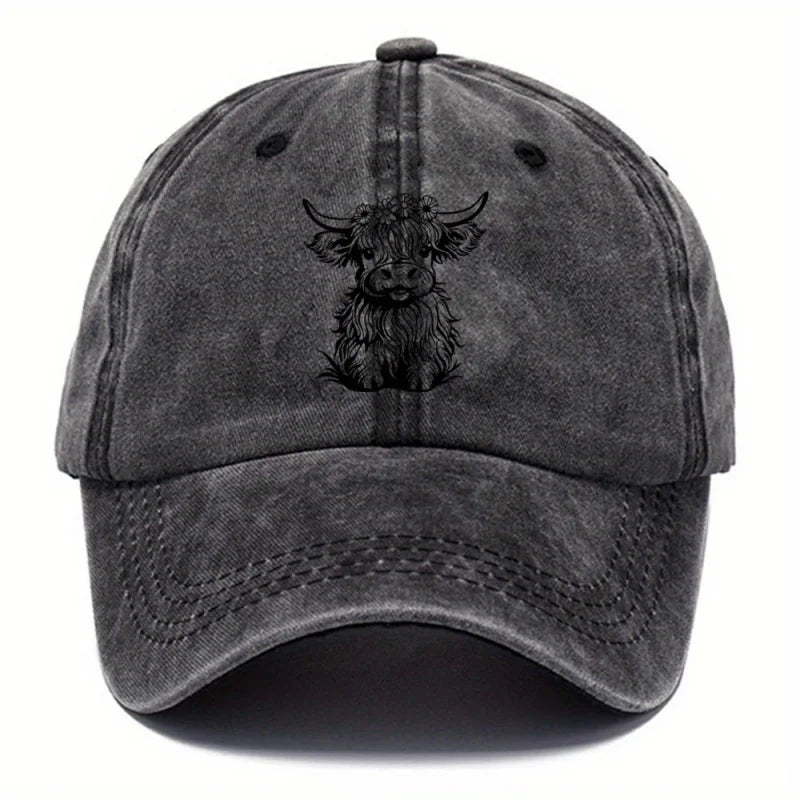 Pack Of Cartoon Calf Print Washed Vintage Soft Top Sunshade Baseball Caps