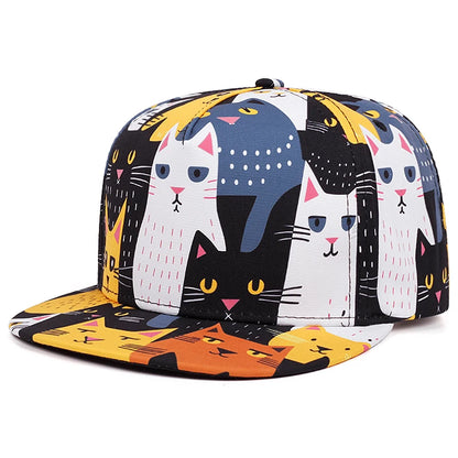 Fashion Trend New Flat Brimmed Hat Snapback Hat Printed Animal Men Street Hip Hop Hat Women