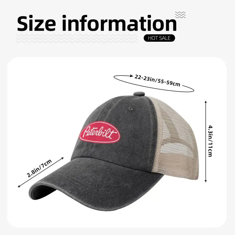 Peterbilt Truck Racing Print Mesh Baseball Caps