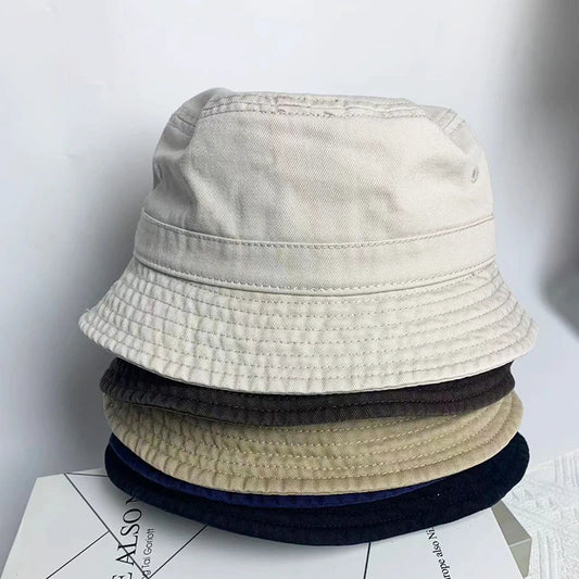 Japanese Style Cotton Simple Bucket Hat For Men Women