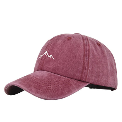 Retro Washed Cotton Cap Unisex Mountain Embroidery Baseball Caps