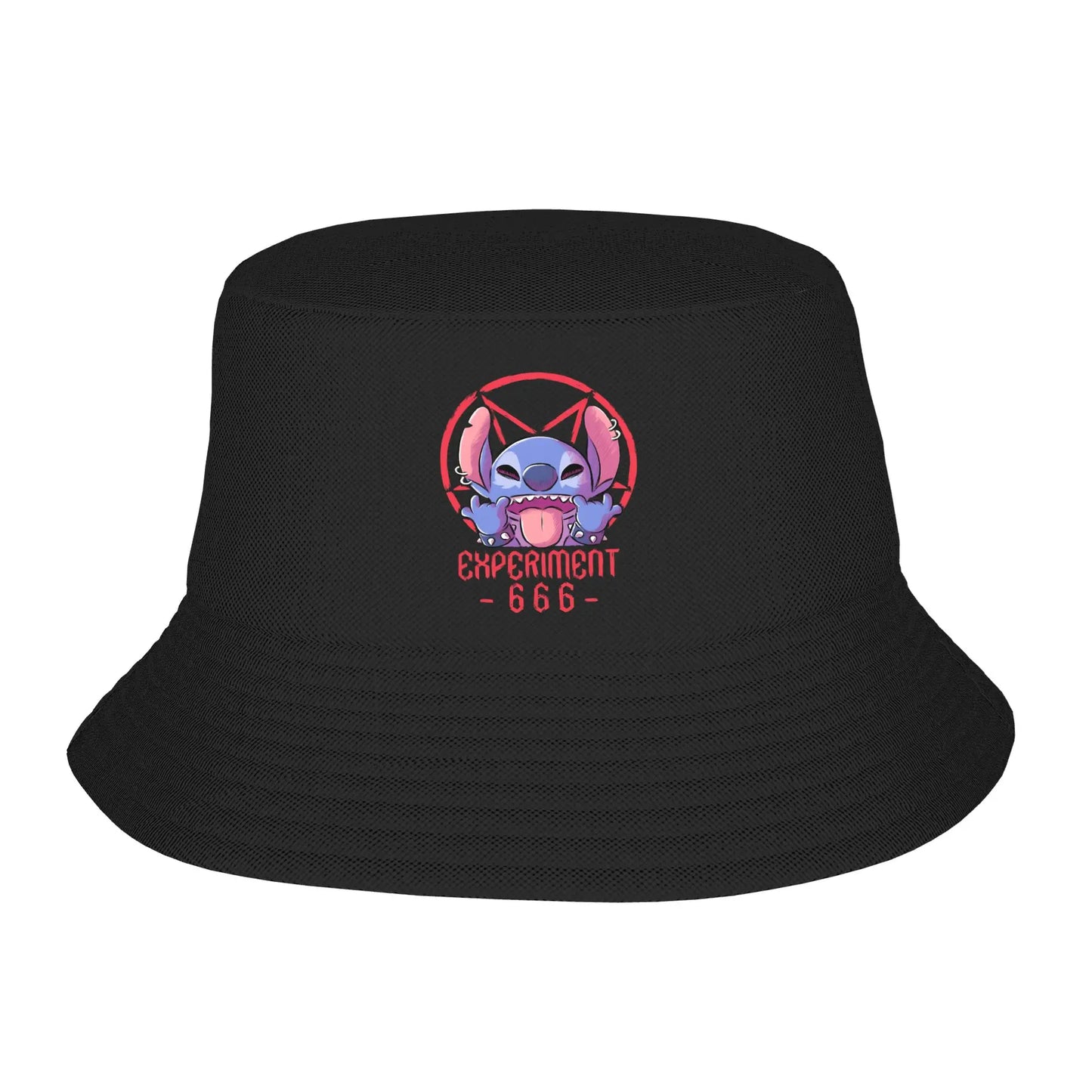 Streetwear Cartoon Stitch Bat Halloween Bucket Hat Girl