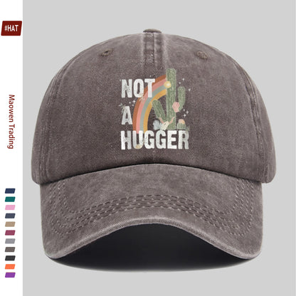 Rainbow and Cactus "Not a Hugger" Print Baseball Cap