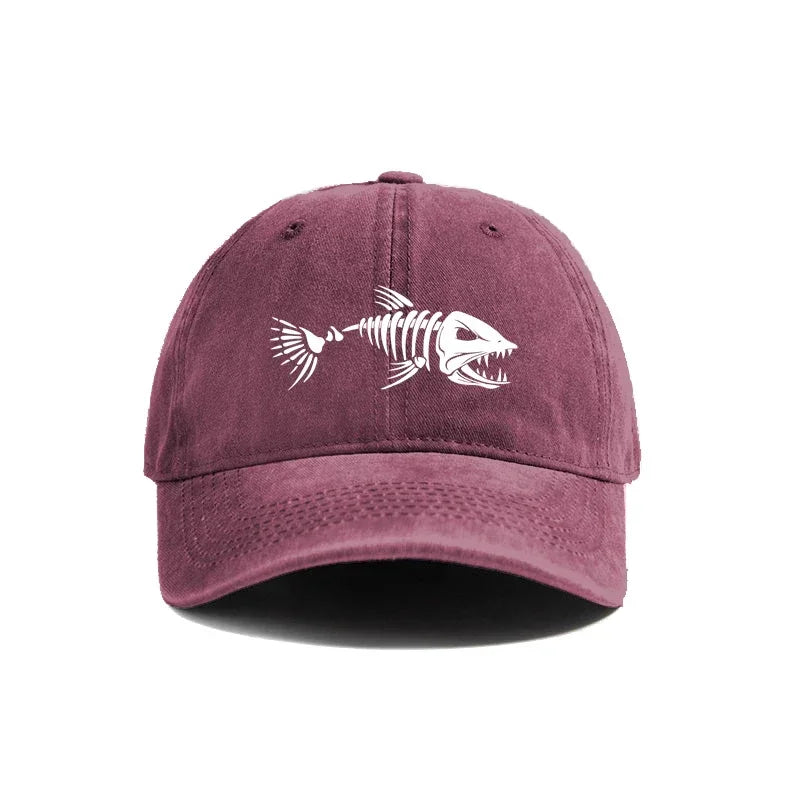 Fishbone Baseball Cap Summer Distressed Dad Hats Men