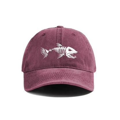 Fishbone Baseball Cap Summer Distressed Dad Hats Men