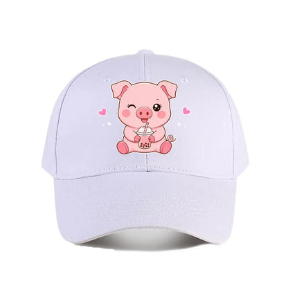 Pink Pig Bubble Tea Baseball Cap