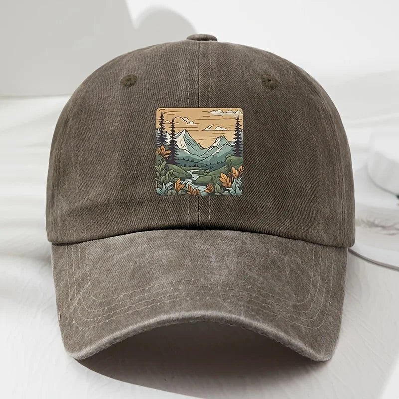 Baseball Cap Landscape Print Retro Men's And Women's Fashionable Outdoor Hat