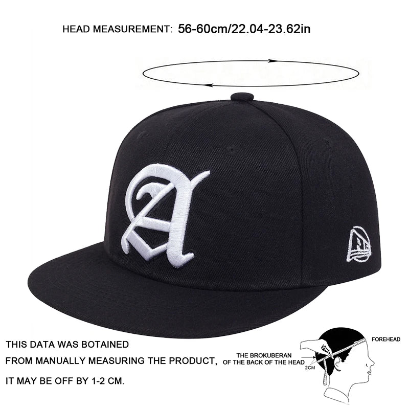 Unisex Personality A Letter Embroidery Hip-hop Hats Snapback Caps