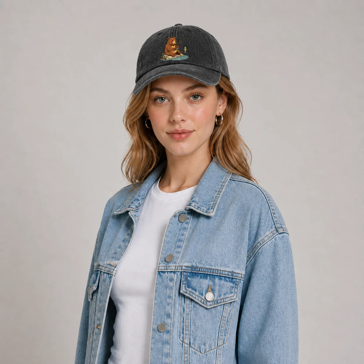 Woodland Bear Washed Baseball Cap