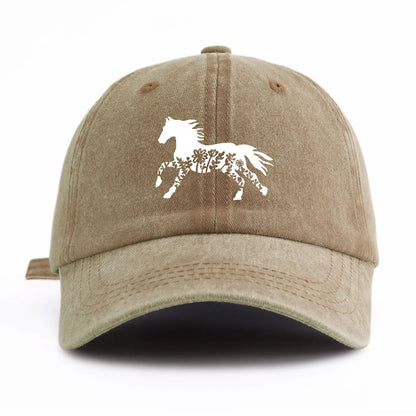 Pinting Horse Print Washed Baseball Cap For Adults