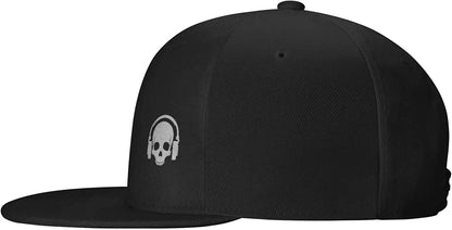 Skull Earphone Black Snapback Hat For Men Boys