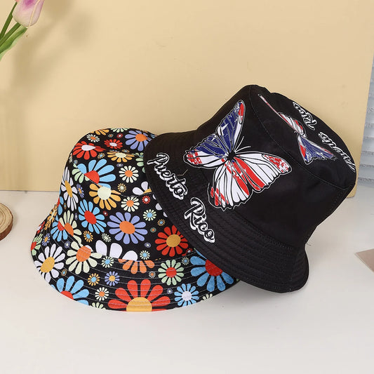 Fashion Trend Full Print Flower Butterfly Hat