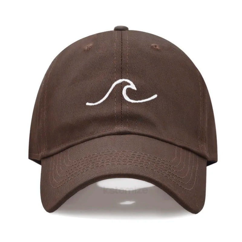 Men's Baseball Cap Women's Washed Cotton Waves Embroidery Embroidery Sport Golf Caps For Man