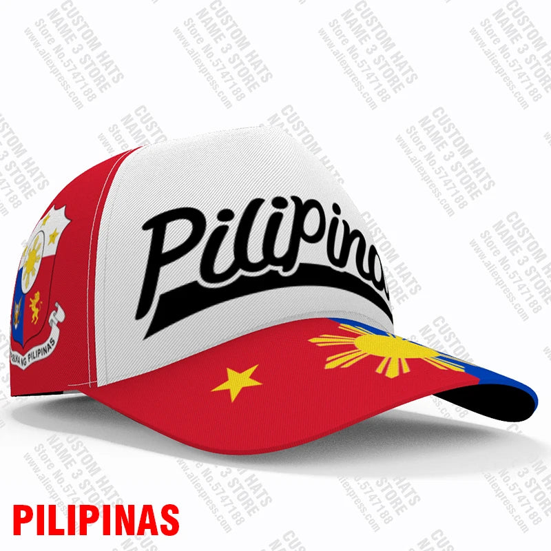 Philippines Baseball Caps Free Custom Name Team Logo Ph Hats Phl Country Travel Pilipinas Nation Filipino Flag