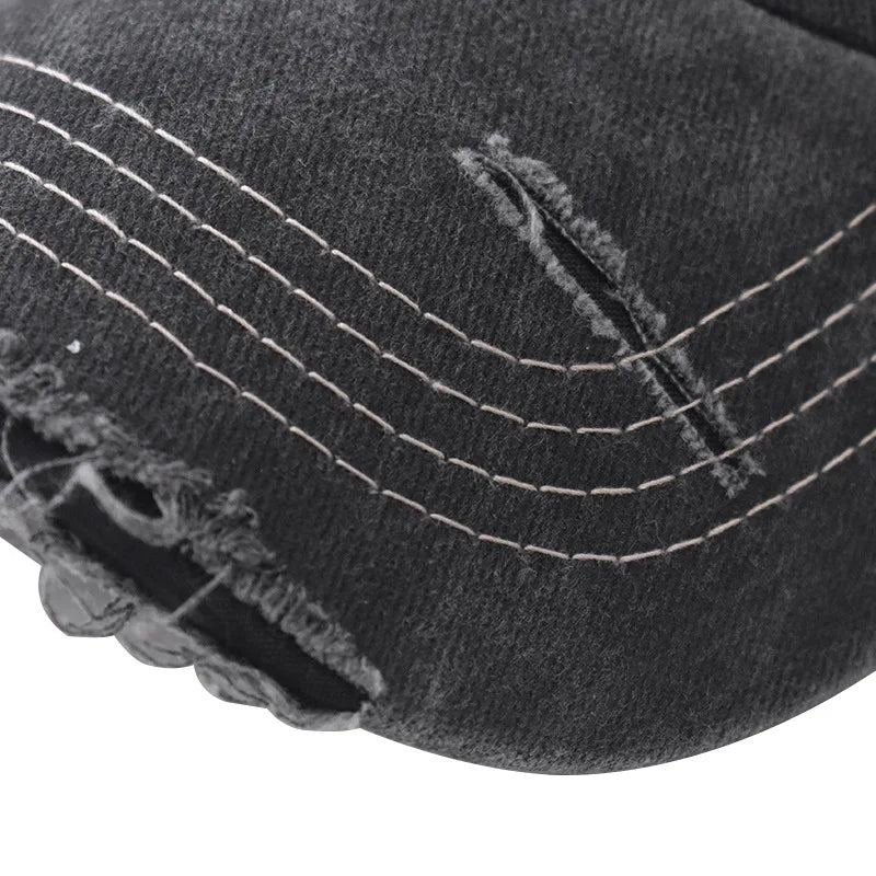 Vintage Washable Cowboy Baseball Cap Embroidery for Men Women Worn Out Hip Hop Caps