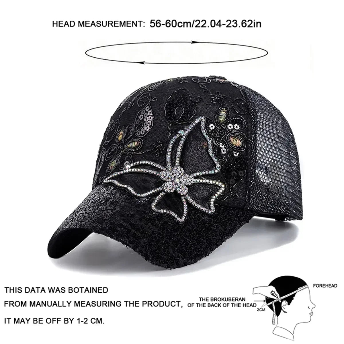 Unisex Butterfly Lace Glitter Baseball Caps