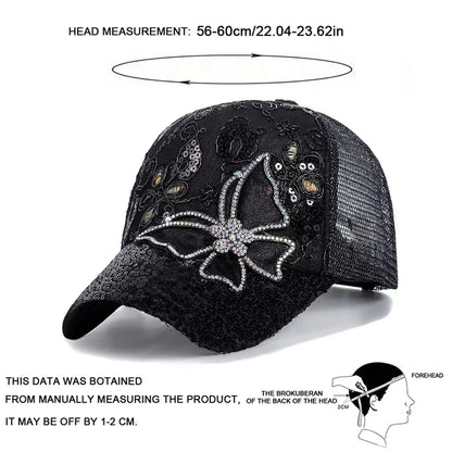 Unisex Butterfly Lace Glitter Baseball Caps