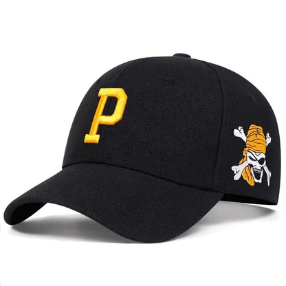 P Letter Side Pirate Embroidery Baseball Cap Men Women Trucker Caps