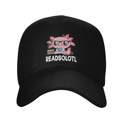 Readsolotl Axolotl Book Lover Funny Reading Baseball Cap