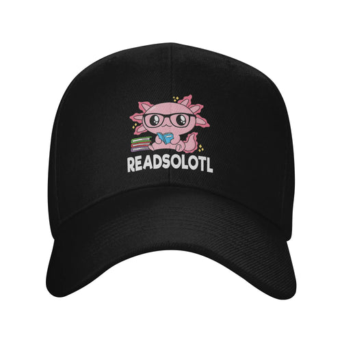 Readsolotl Axolotl Book Lover Funny Reading Baseball Cap