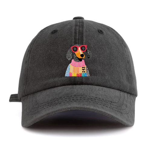 DOG Print Washed Baseball Cap For Adults