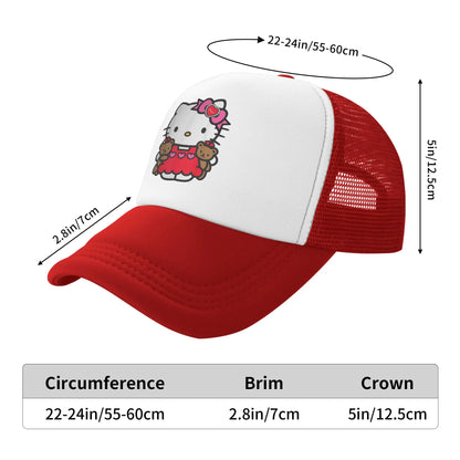 Unisex Hello Kitty Valentine Teddy Bear Baseball Caps