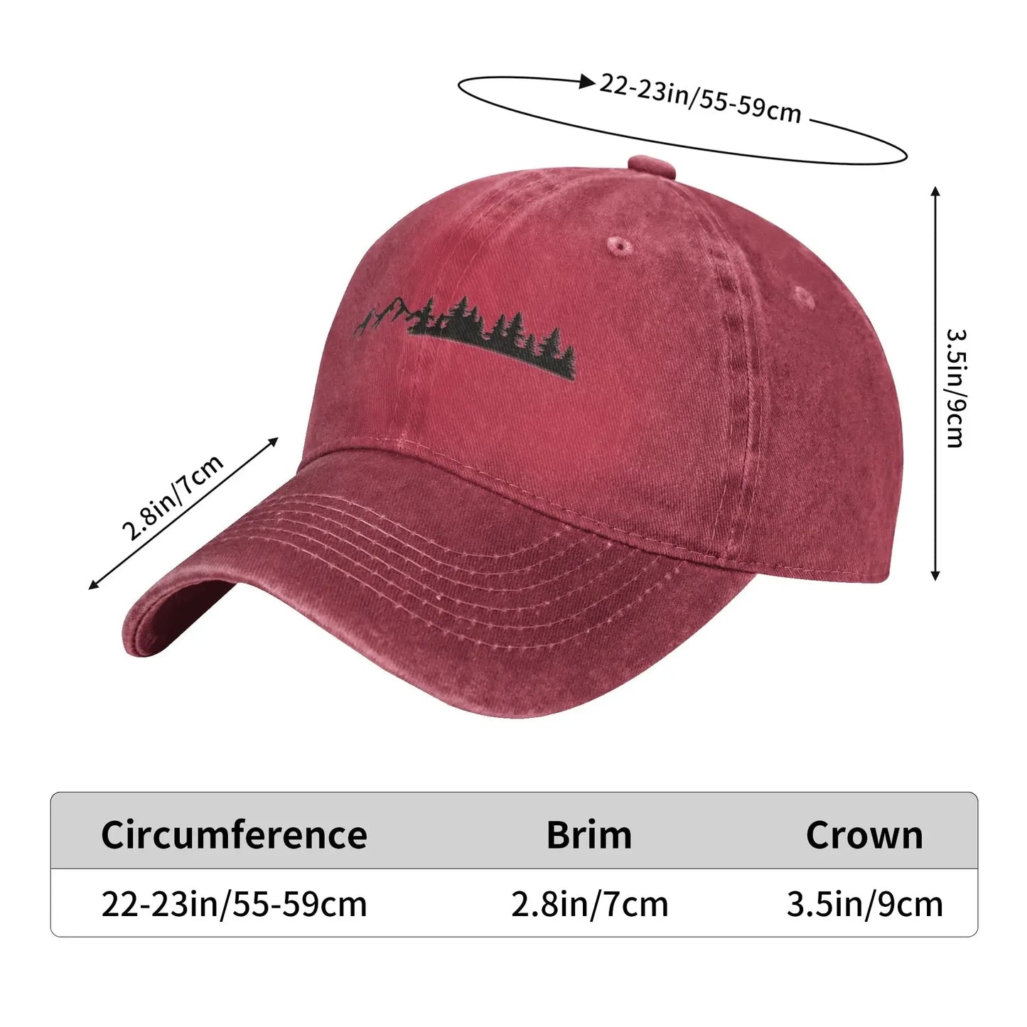 Outdoor Baseball Cap Soft Cotton Trees Mountain Dad Hat Unisex