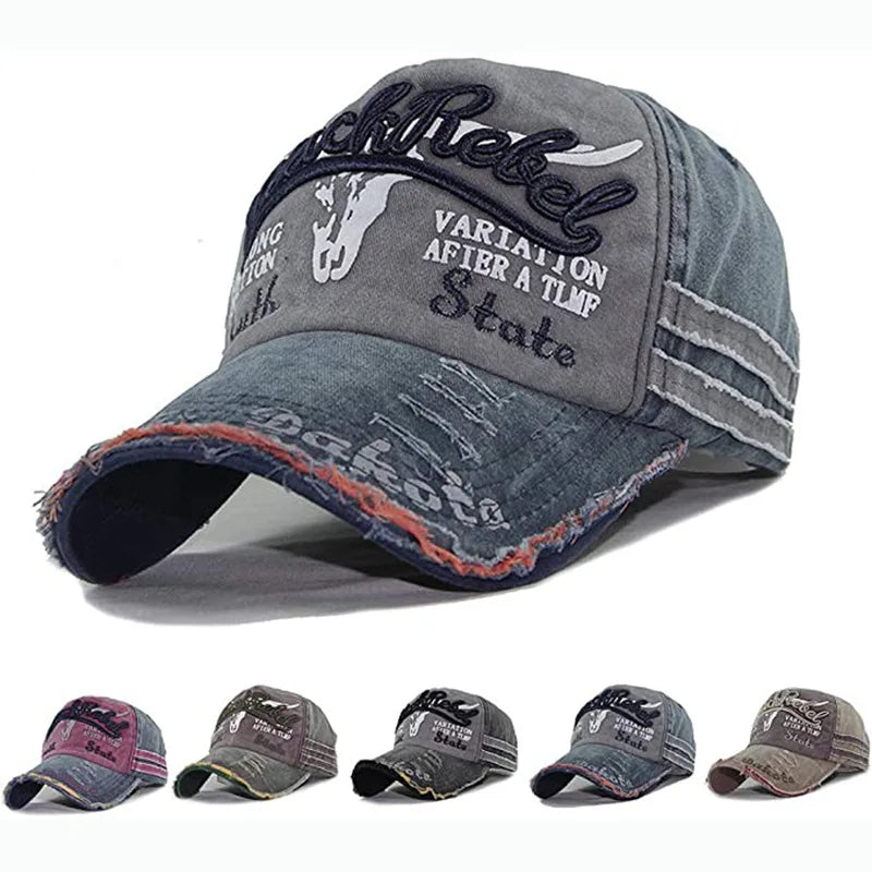 Men Golf Cap Women Retro Canvas Denim Letters Patchwork Vintage Baseball Cap