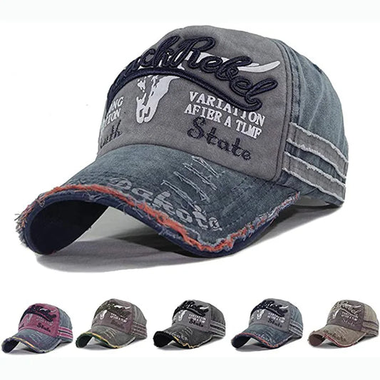 Men Golf Cap Women Retro Canvas Denim Letters Patchwork Vintage Baseball Cap
