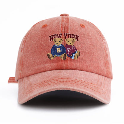 Bear Duo Print Washed Baseball Cap