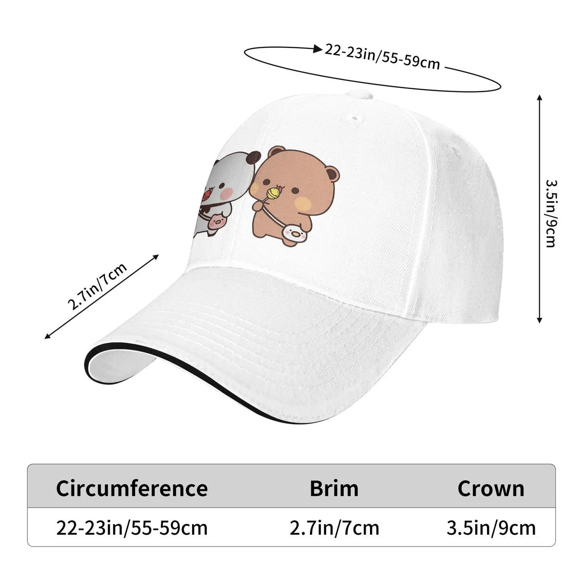 Bubu Dudu Panda And Brownie Bear Couple Baseball Cap