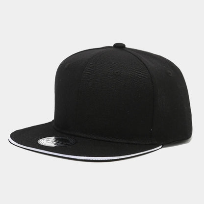 New Flat-Brim Hip-Hop Hat Solid Black Sun Hat Men Women Snapback Cap