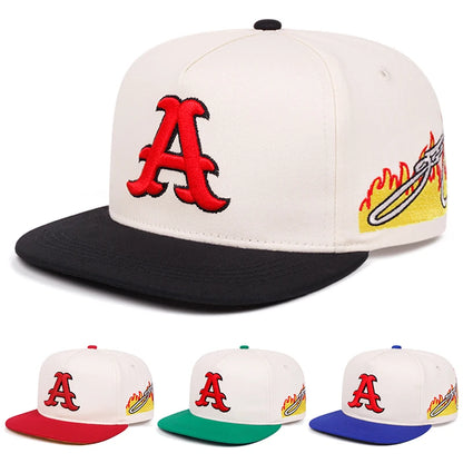 New Flat Edge Hat A Letter Embroidered Street Hip Hop Snapback Caps