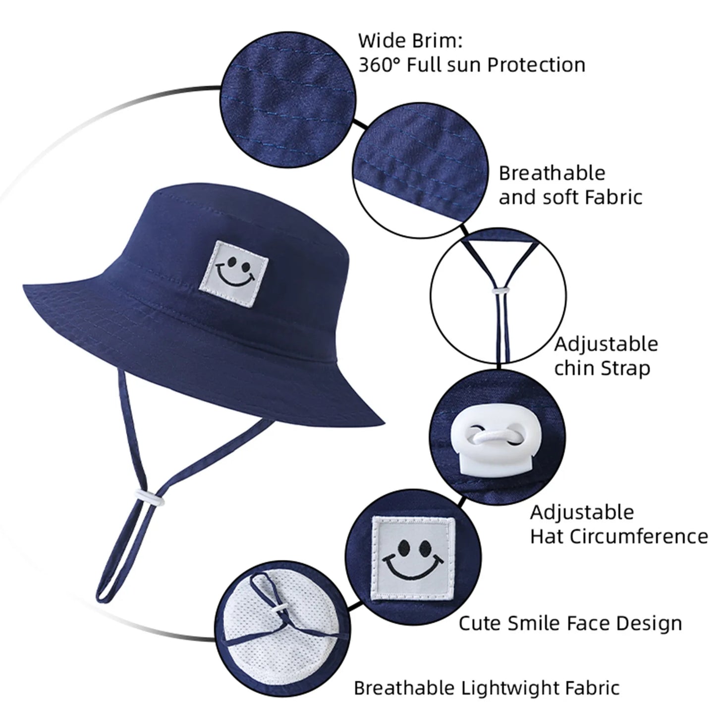 Summer Panama Baby Girls Hat Cute Smile Face Boys Fisherman Hat Baby Bucket Hat for Kids Toddler Bonnets