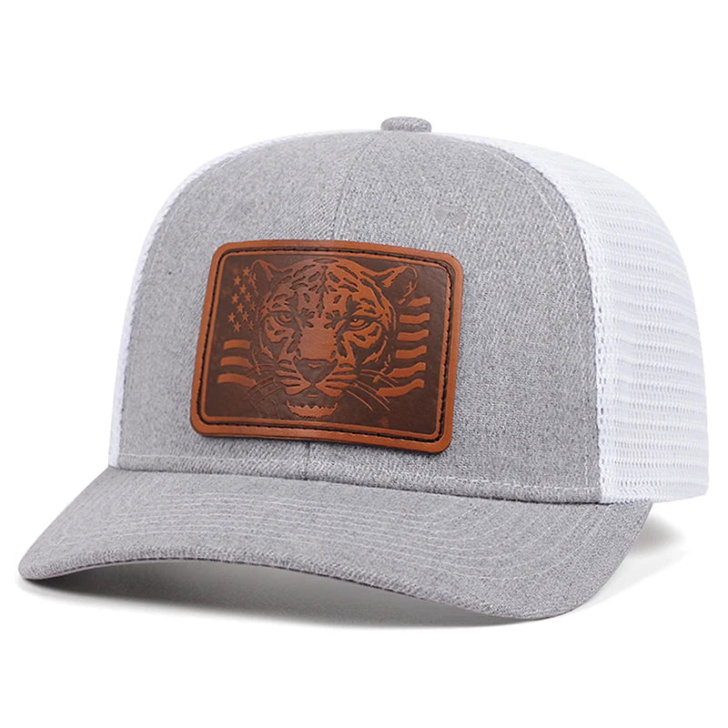 Mesh Hat Richardson Label Leopard Printed Snapbcak Caps