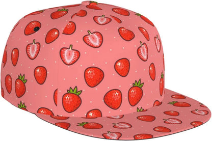 Cute Pink Strawberry Snapback Hat For Women Men