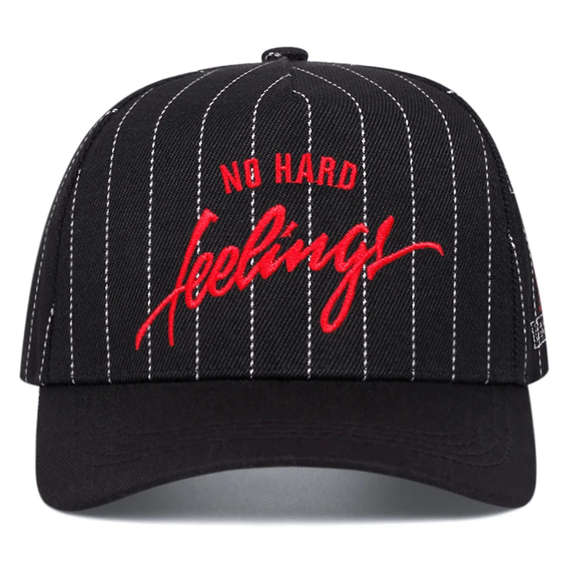 NO HARD Stripe Letter Rose Embroidery Baseball Caps