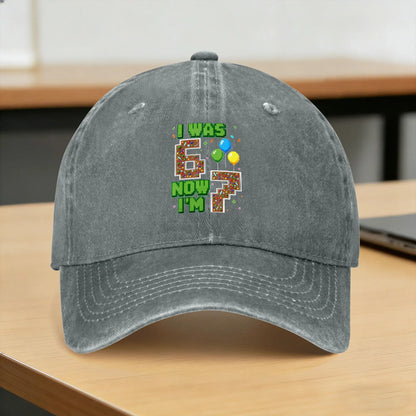 I was 6 Now Im 7 Video Gamer Birthday Boy Gift Casual Baseball Cap