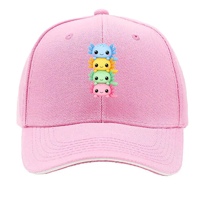 Cute Pastel Axolotl Friends Stack Sandwich Baseball Cap