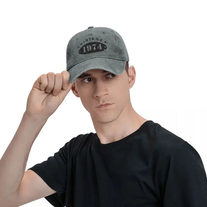 50 Years Old Retro 1974 People Baseball Caps Merchandise Classic Distressed Denim Washed