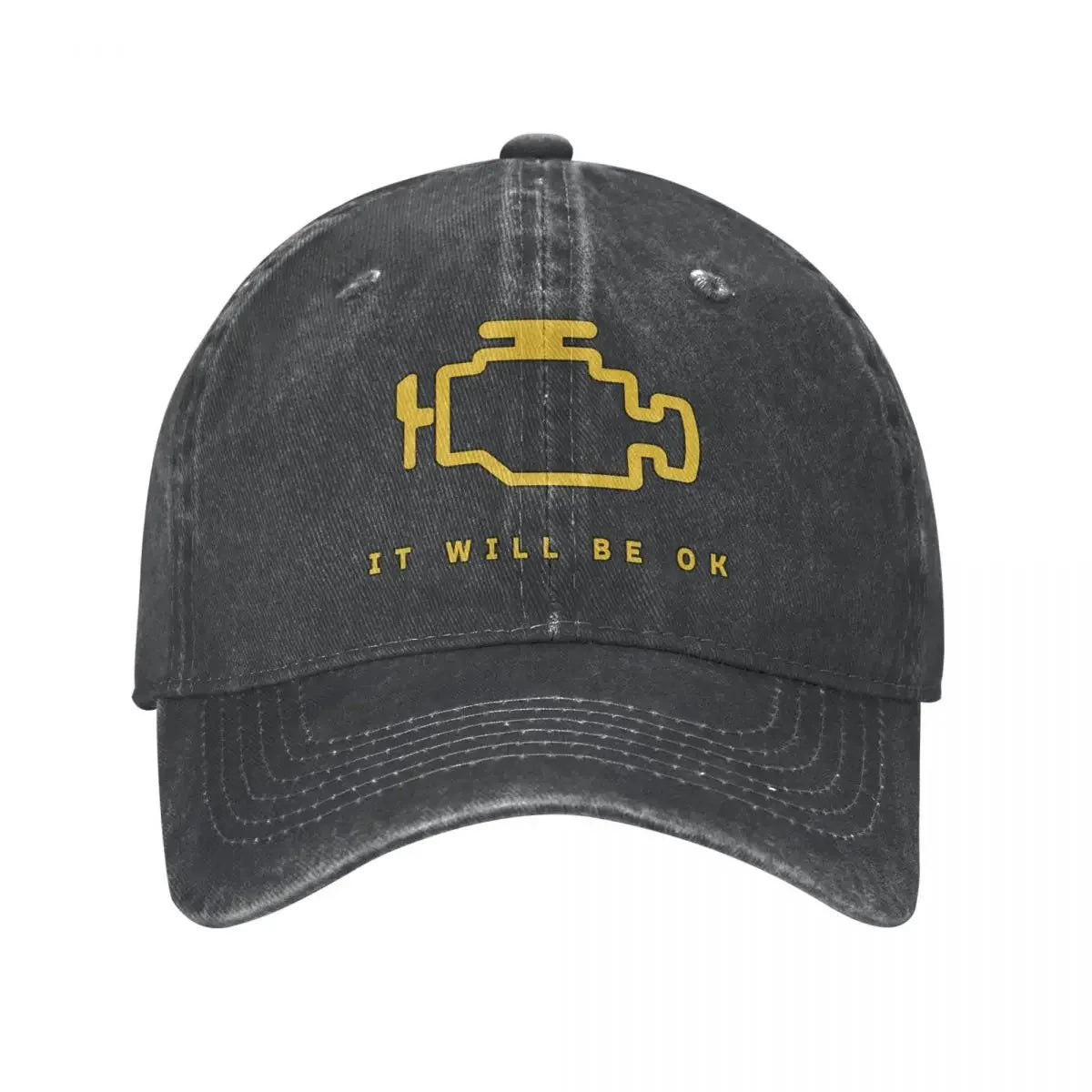 Fashion Water Washing Mechanic Auto Repair Check Engine Light Baseball Caps